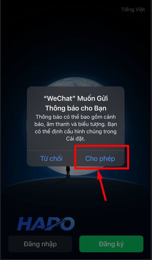 Thông báo "WeChat muốn gửi thông báo cho bạn"