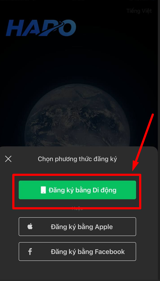 Chọn đăng ký WeChat bằng số điện thoại 