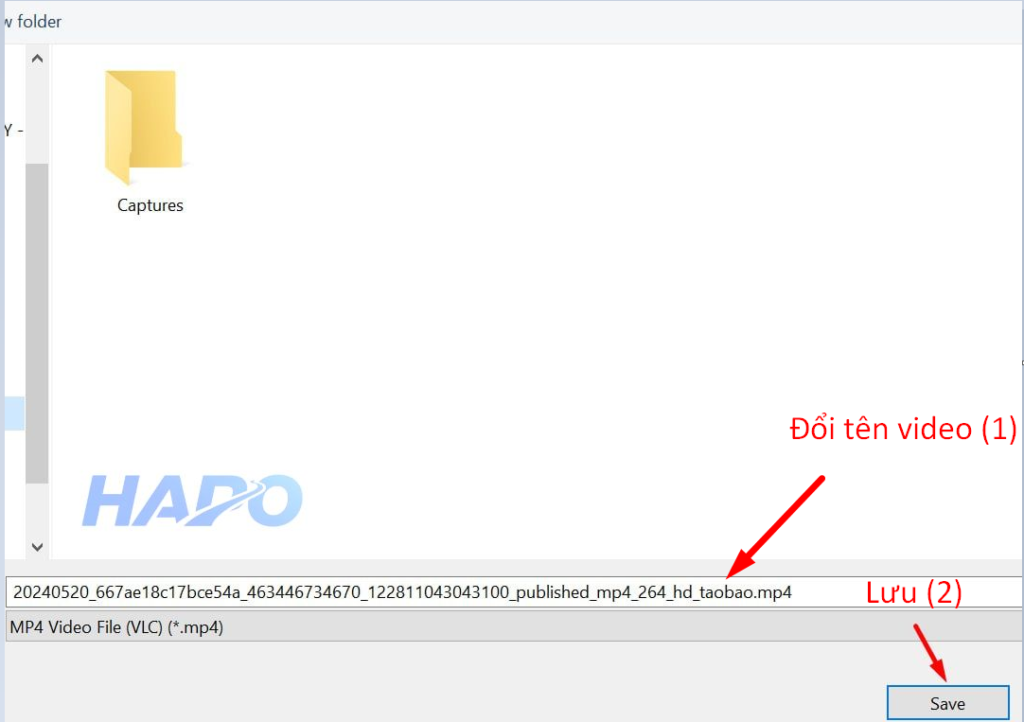 Đặt tên và ấn lưu video 1688 về máy 