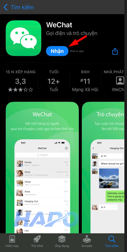 Tải ứng dụng WeChat về điện thoại