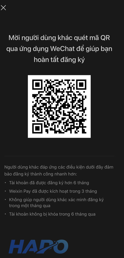 Nhờ người thân, bạn bè quét mã QR để hoàn tất đăng ký 