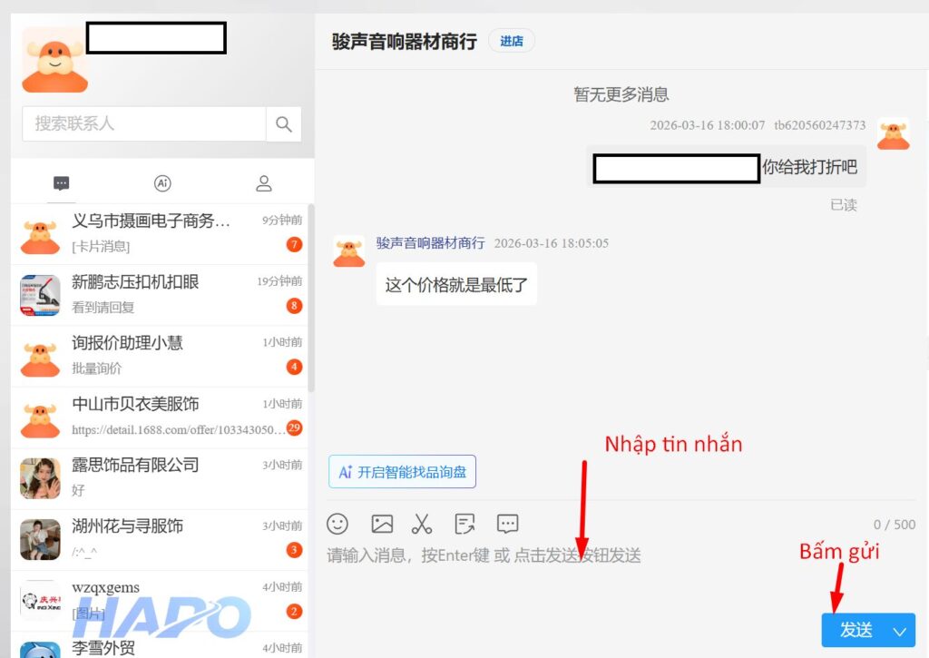 Hướng dẫn cách chat shop trên 1688 khi mua hàng chi tiết Nêu rõ tình trạng đơn hàng đang gặp phải