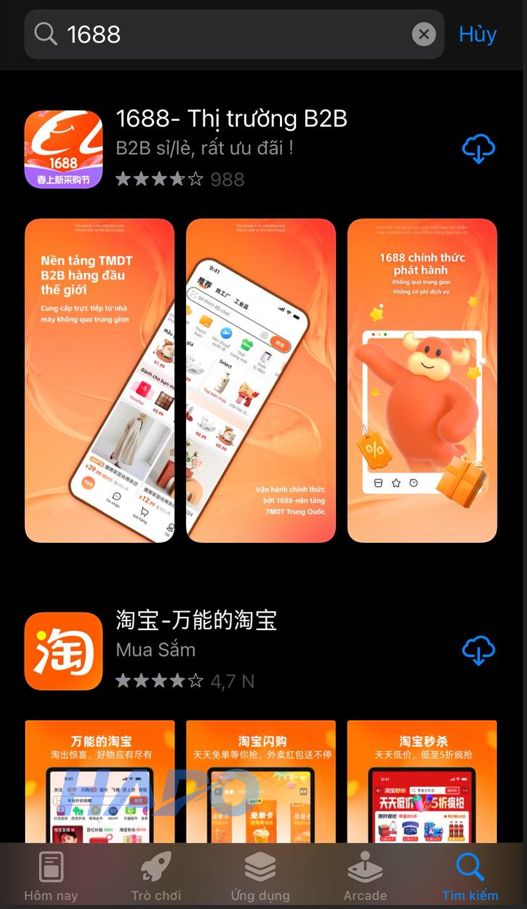 Tải 1688 về điện thoại iphone