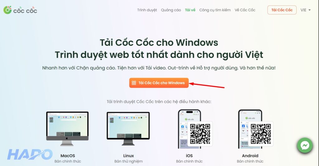 Tải trình duyệt Cốc Cốc cho máy tính