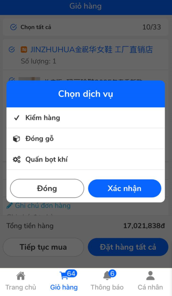Hướng Dẫn Đặt Hàng Trung Quốc Qua App Hapo Chọn dịch vụ