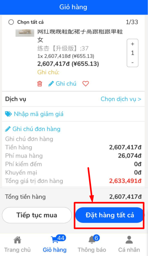 Hướng Dẫn Đặt Hàng Trung Quốc Qua App Hapo Đặt hàng tất cả
