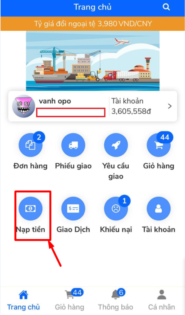 Hướng Dẫn Đặt Hàng Trung Quốc Qua App Hapo Nạp tiền