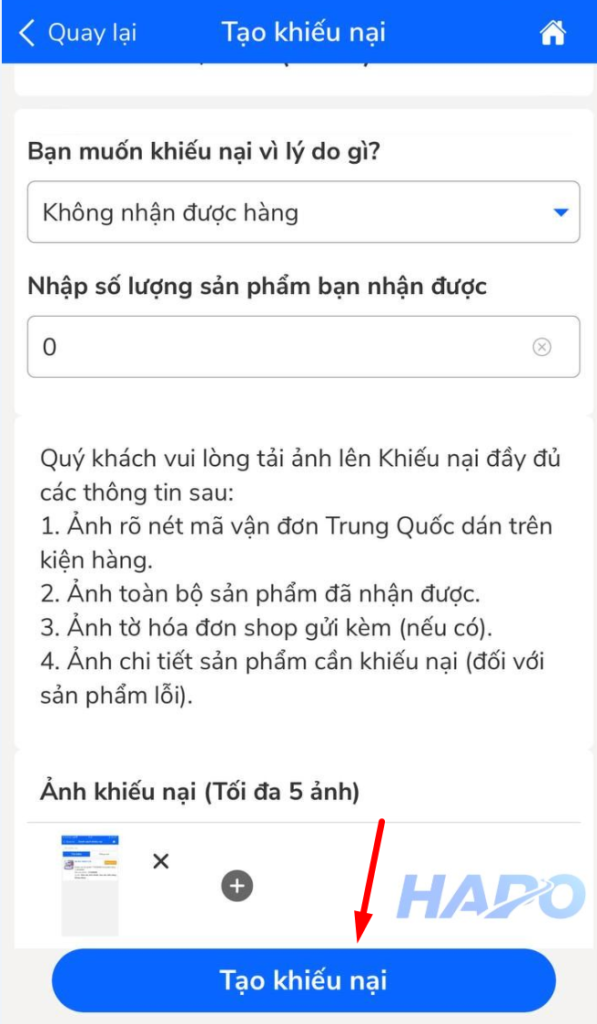 tạo khiếu nại