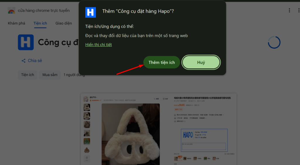 Thêm công cụ đặt hàng Hapo