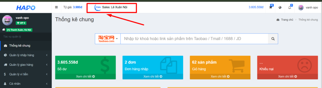 Thông tin zalo nhân viên hỗ trợ