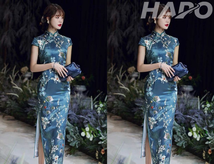 Sườn xám hiện đại dáng dài