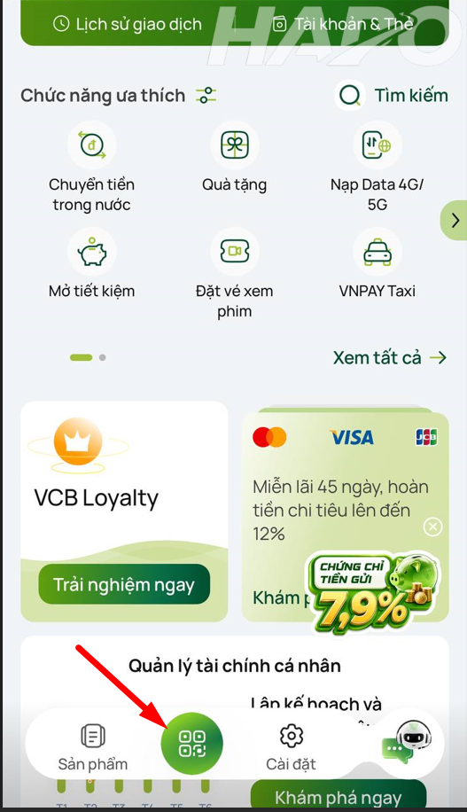 Tại màn hình chính, chọn “Quét QR”