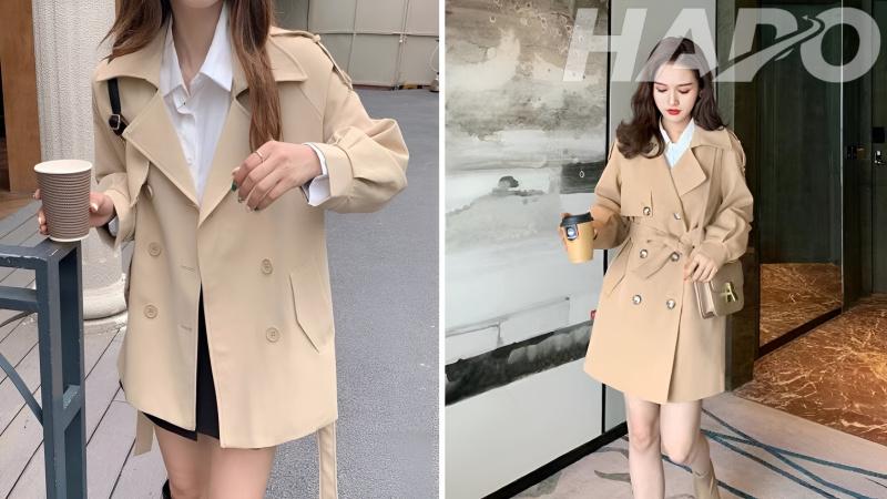 Áo măng tô nữ vải kaki