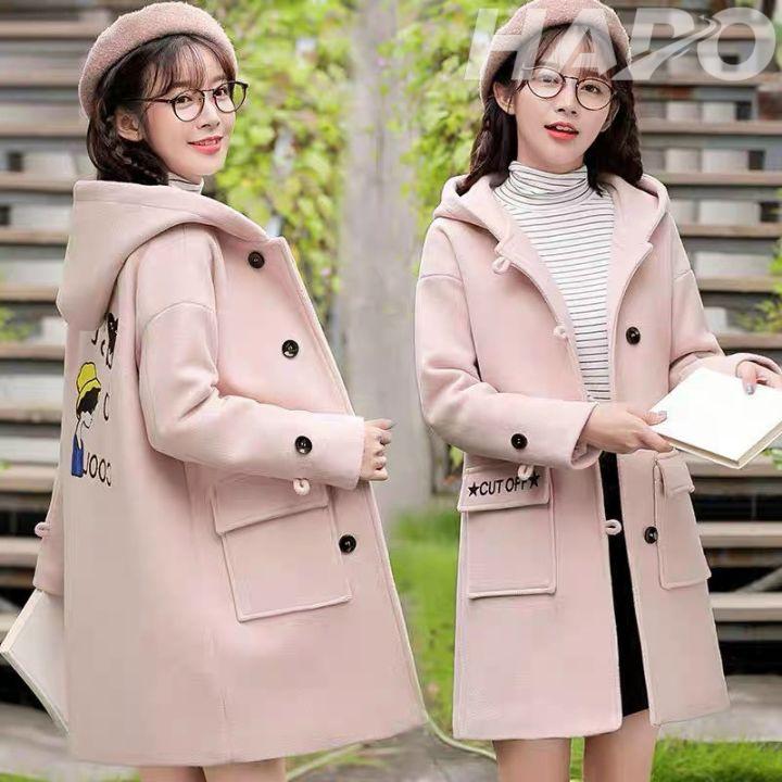 Áo măng tô nữ có mũ