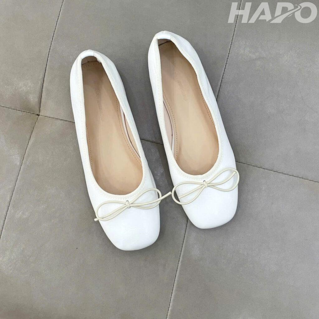 Giày búp bê Trung Quốc mũi vuông phối nơ 